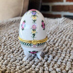 Vintage Egg Shaped Trinket Box